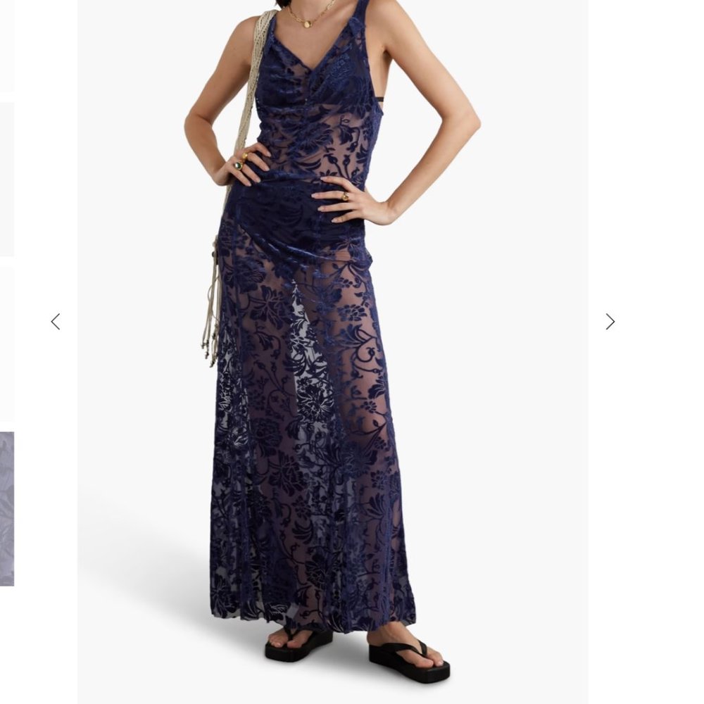 Norma Kamali Eloise flocked stretch-tulle maxi dress